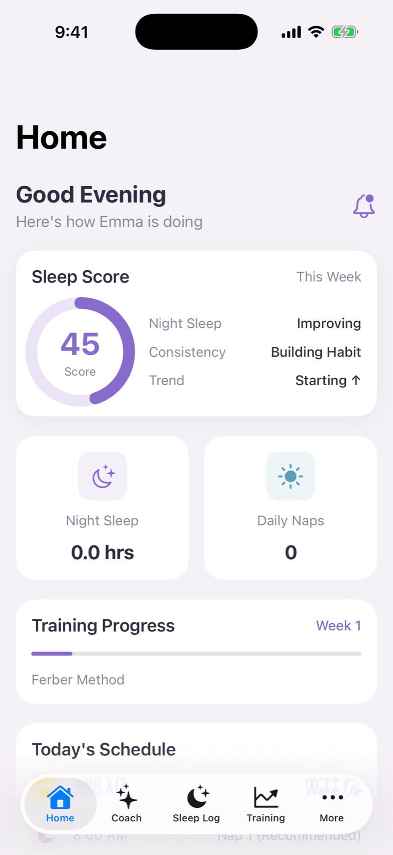 Baby profile and personalized dashboard